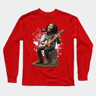 Reggae musican plays guitar Long Sleeve T-Shirt